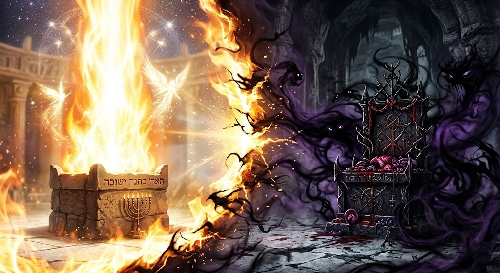 elijah challenging prophets fire from sky